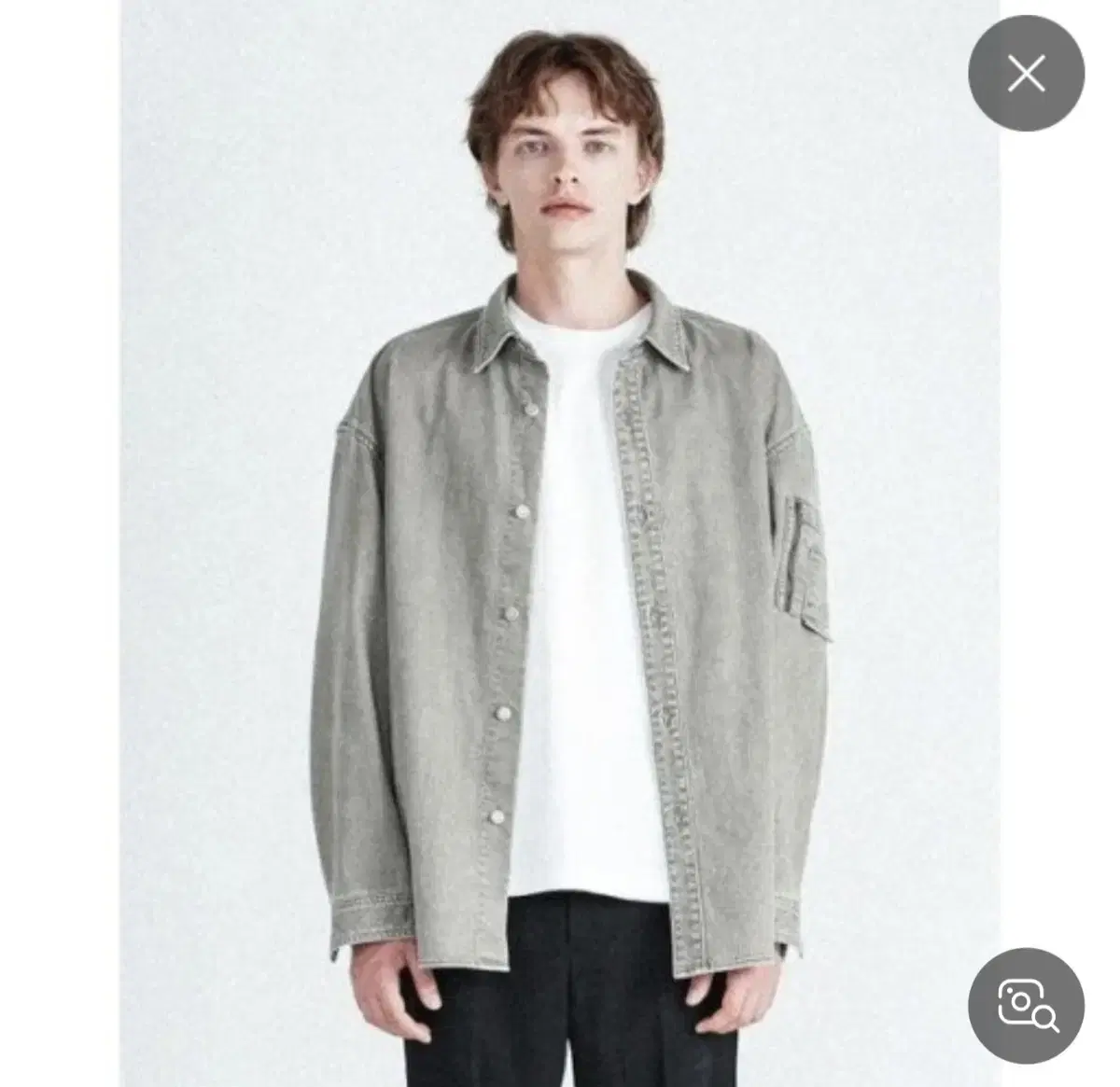 Jil Stuart New York stone gray washed denim outerwear shirt jacket