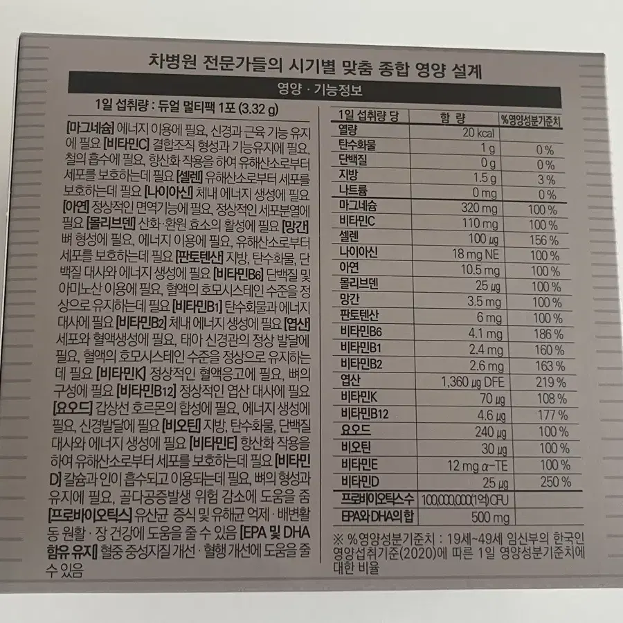 차병원 마더스케어 임산부영양제