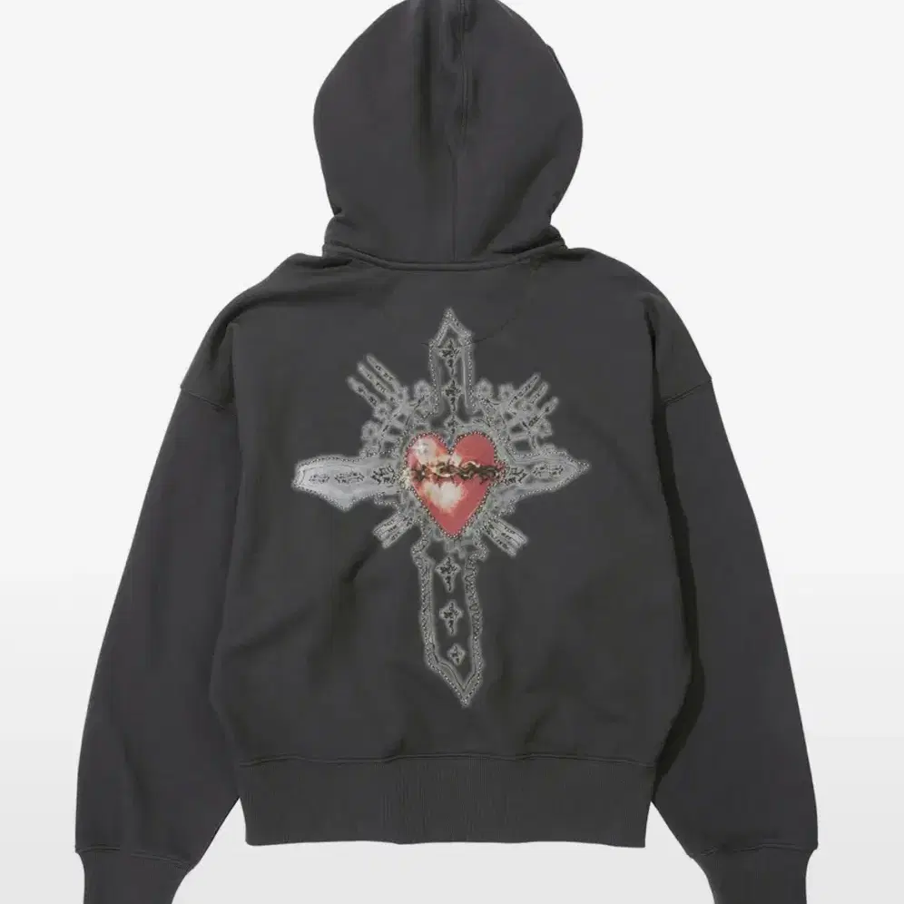 스컬프터 Beaded Saint Hoodie Zip-Up Charcoal