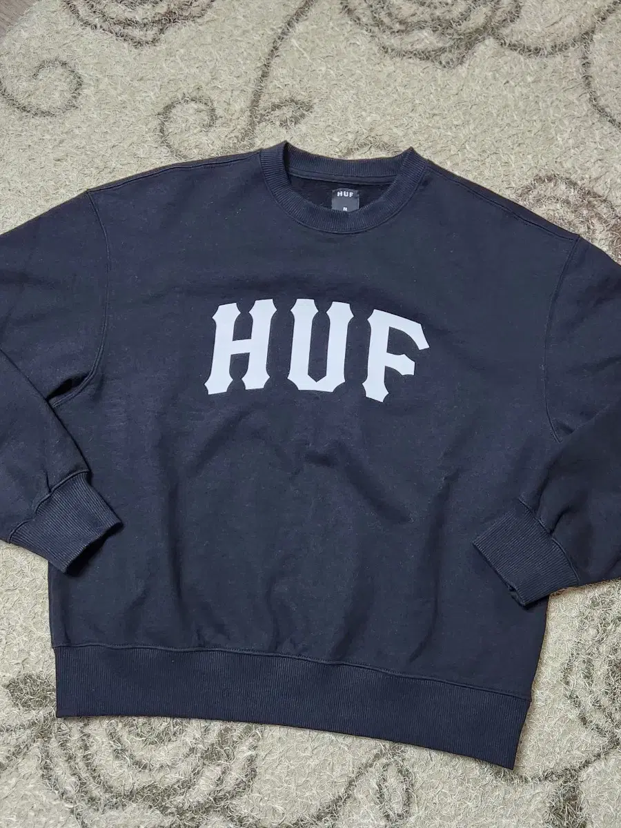 허프 HUF 아치 로고 크루넥 맨투맨 블랙 M