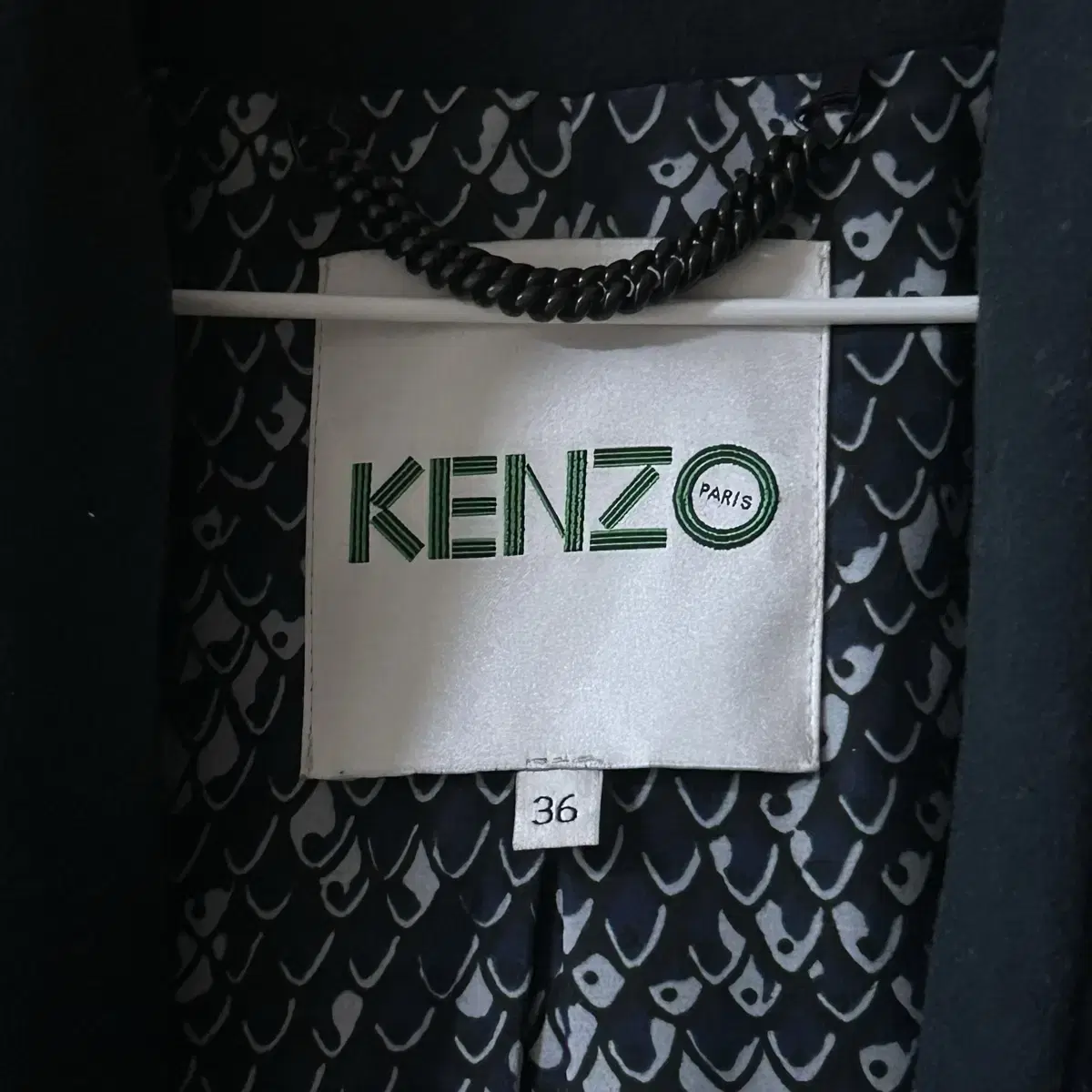 KENZO 겐조 정품 플레어 버진울모헤어 럭셔리 두꺼운 네이비 코트 55