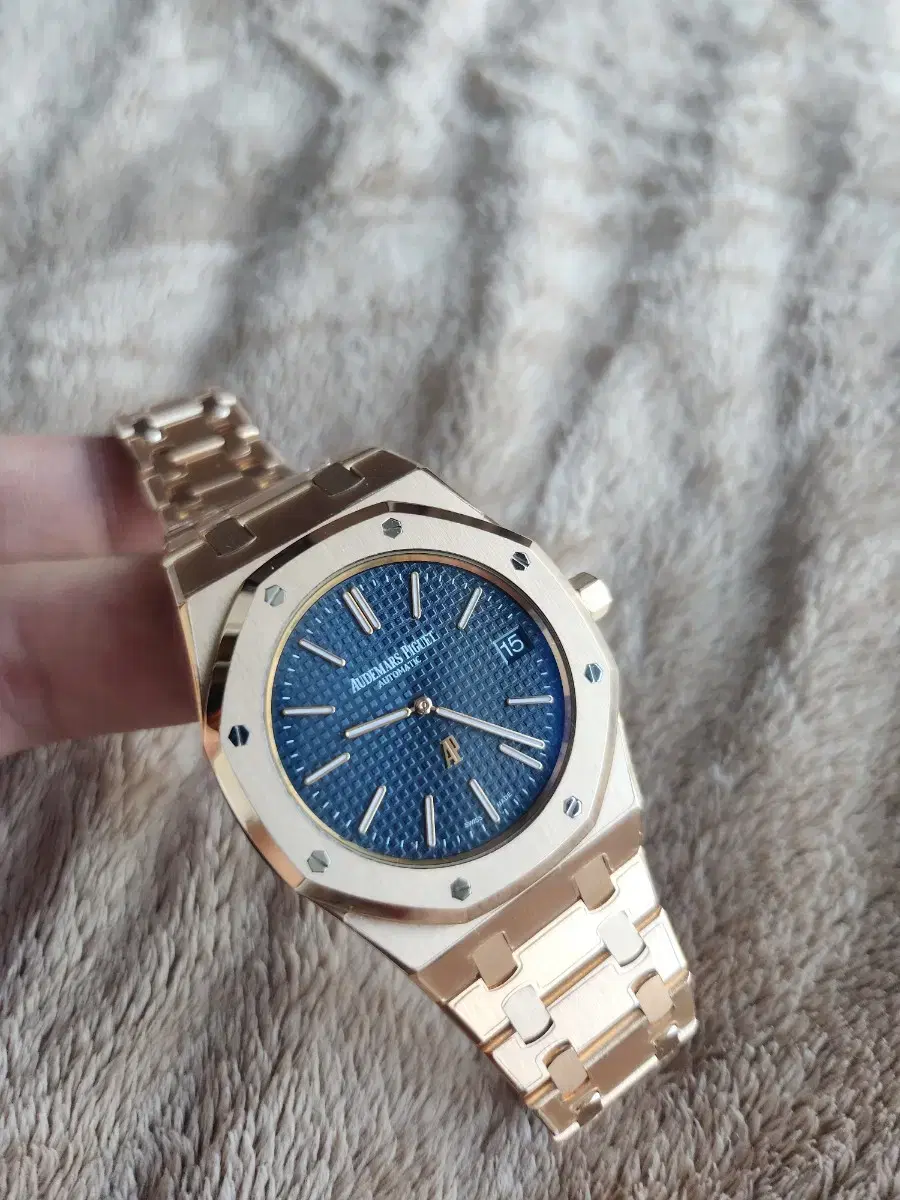 Odemafigure Royal Oak Jumbo Blue Plate Rose Gold 15202 Ultrathin