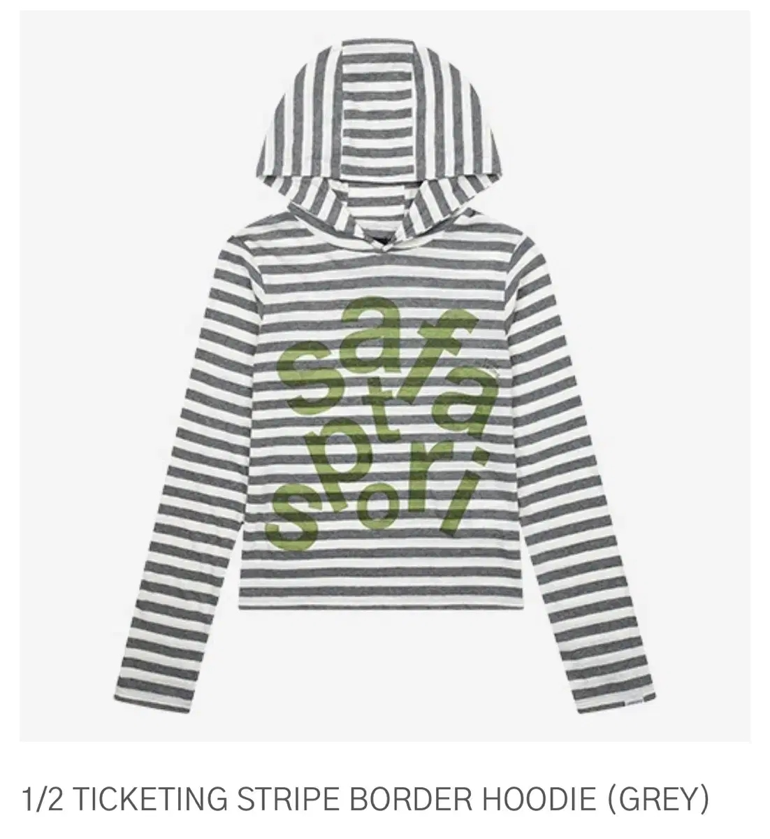 1/2 TICKETING STRIPE BORDER HOODIE (GREY