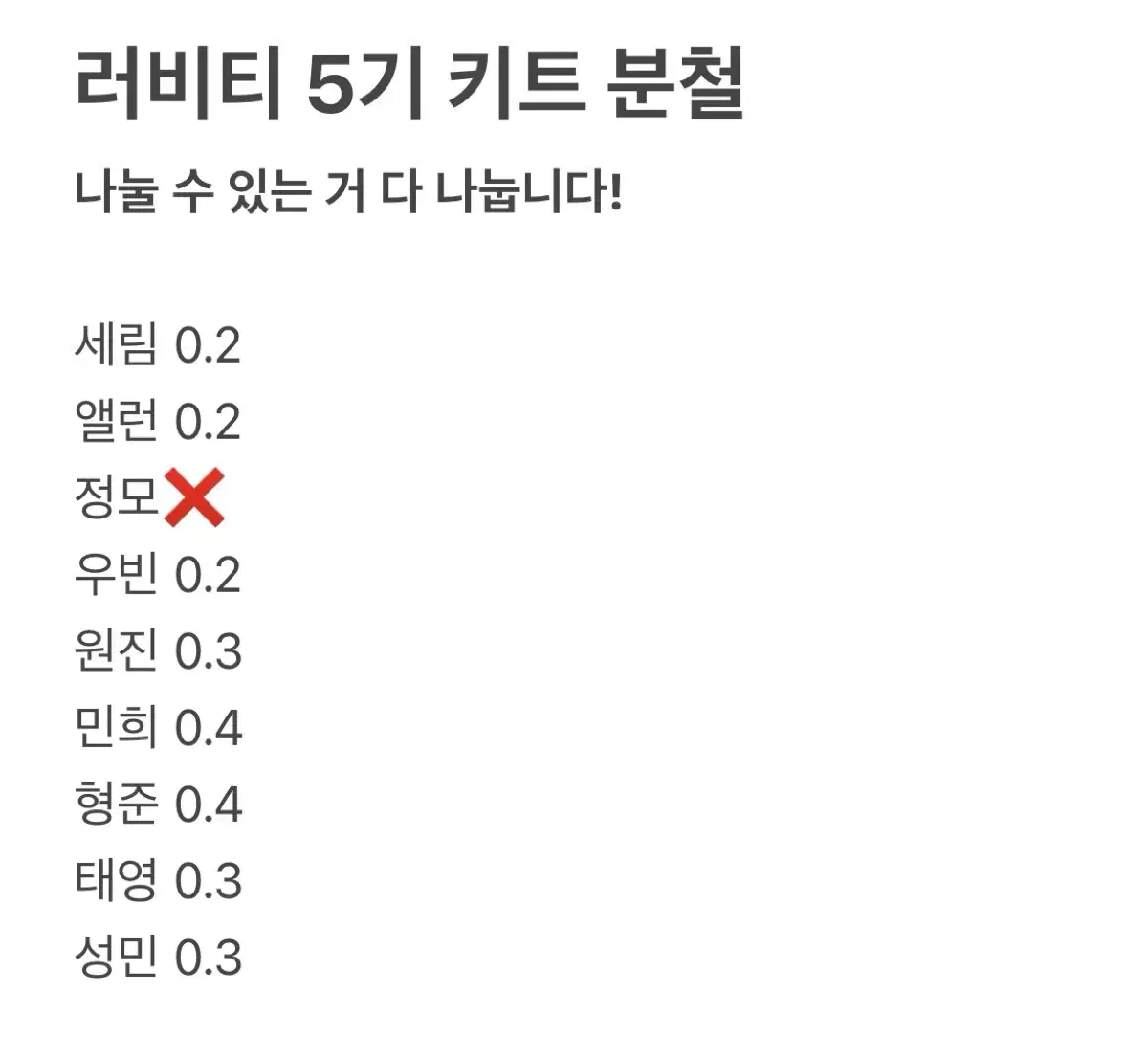 (크래비티) 러비티 5기 키트 분철