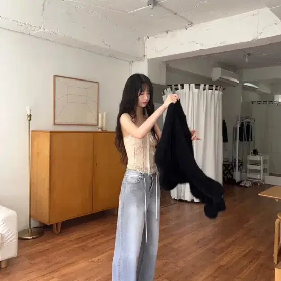 옵텐소 rare string wide denim pants / 스트링데님