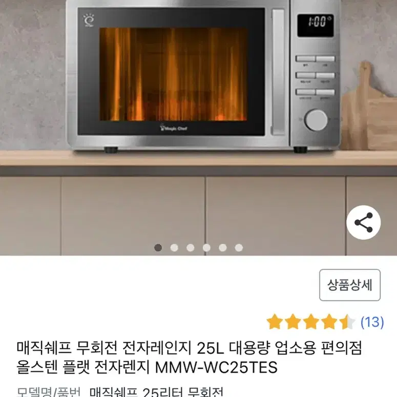 매직쉐프 무회전 전자레인지 25L MMW-WC25TES 새상품