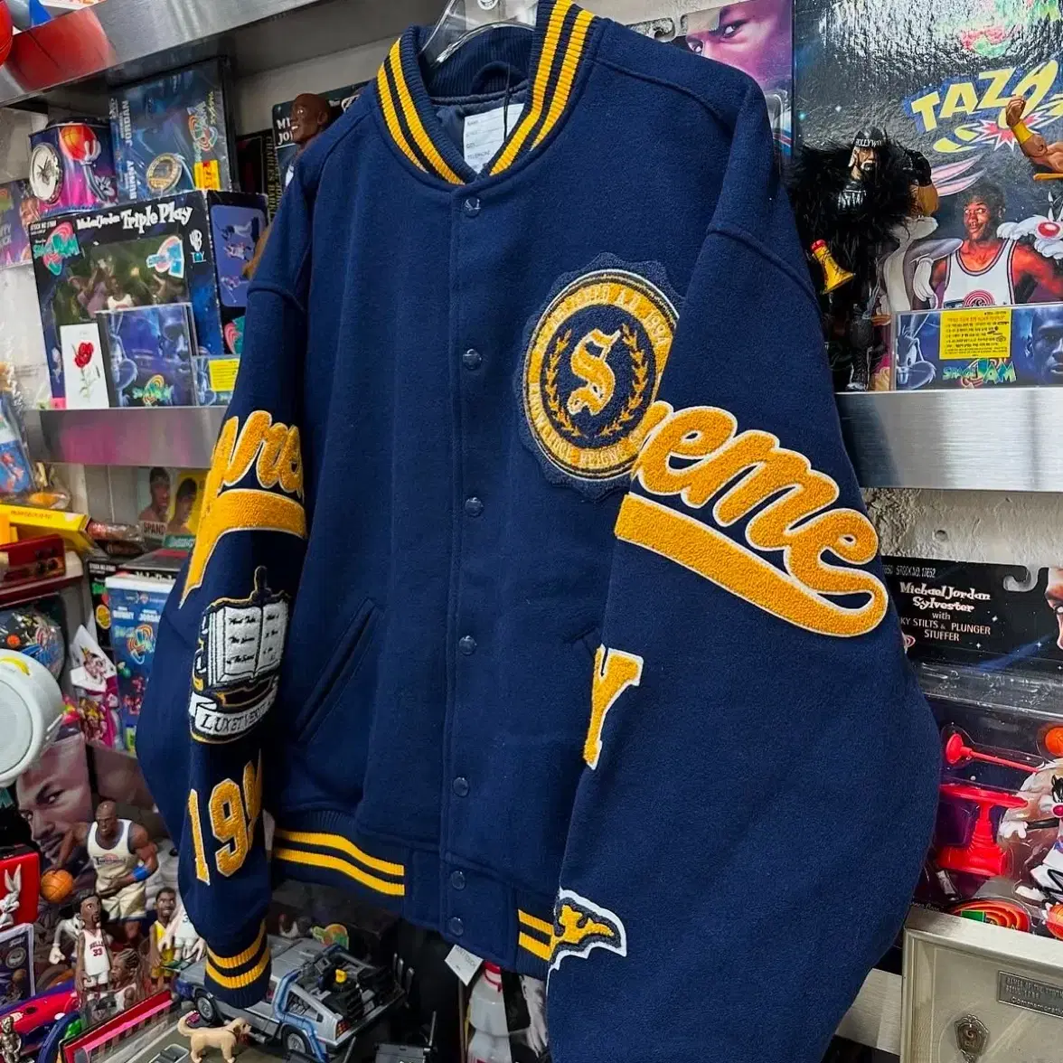 슈프림 Supreme Veritas Varsity Jacket Navy