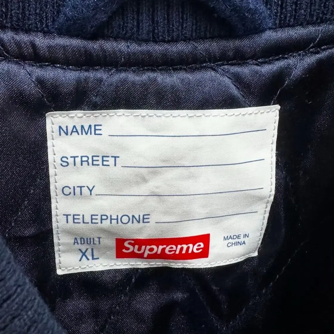 슈프림 Supreme Veritas Varsity Jacket Navy