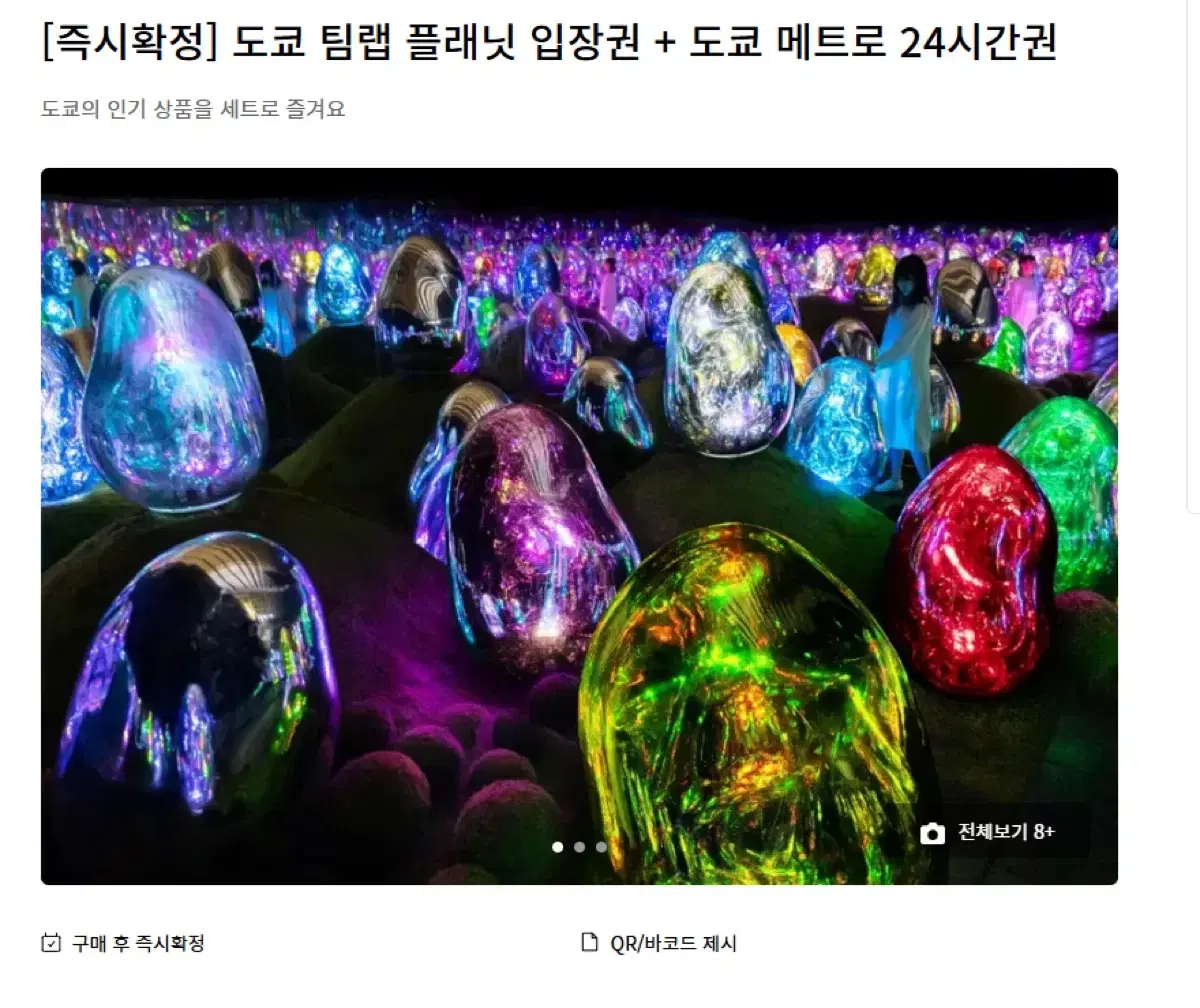 도쿄 12월29일 도쿄 팀랩플래닛+지하철역 24시간 자유이용권 2명 판매