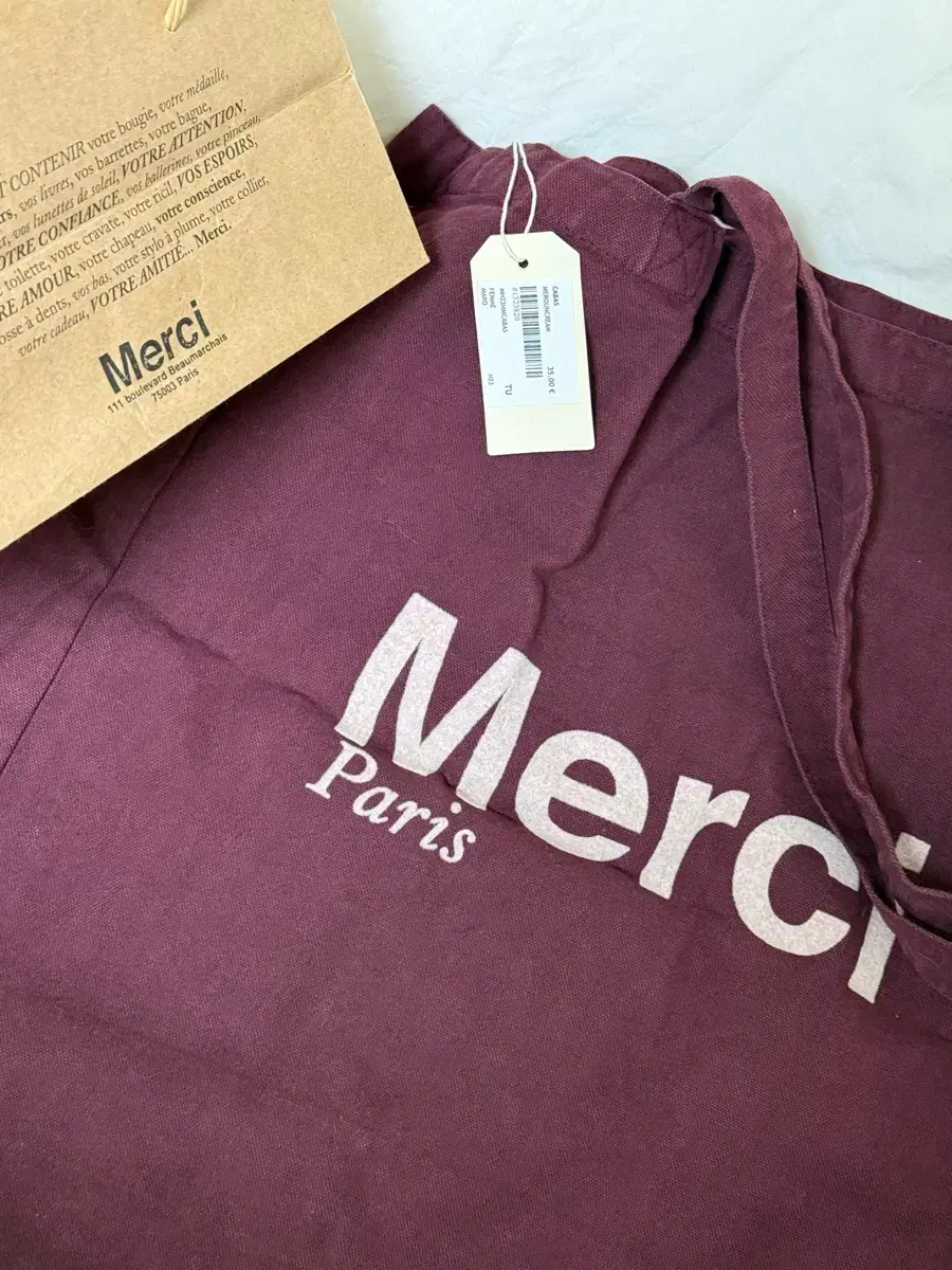 정품) 파리 메르시 merci 에코백