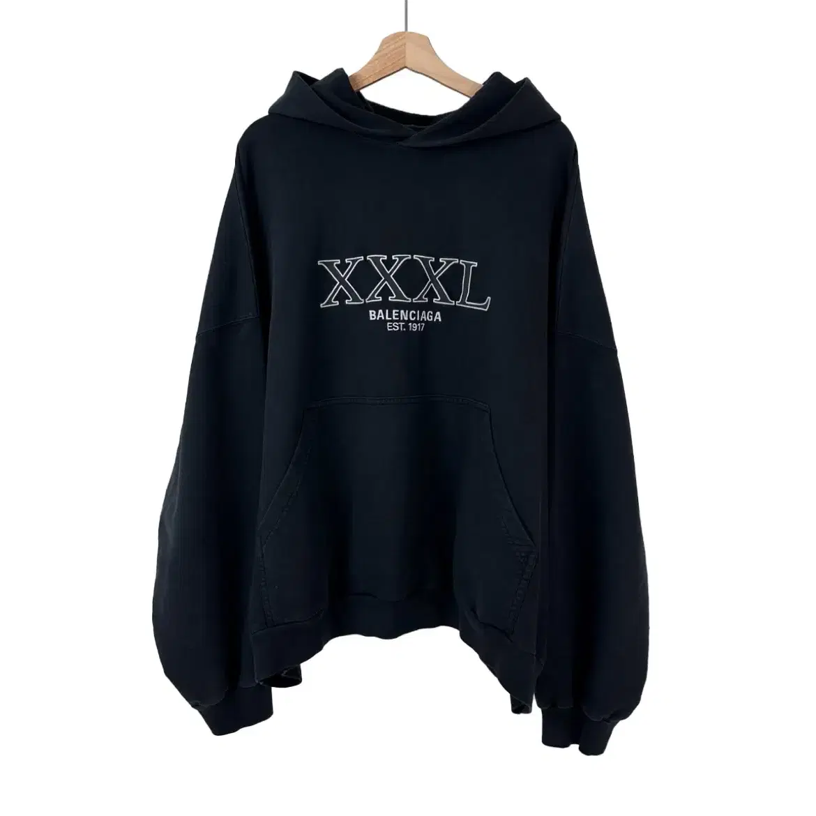 [1] BB 발렌시아가 남성 xxxl 3xl 오버핏 후드 티셔츠 블랙