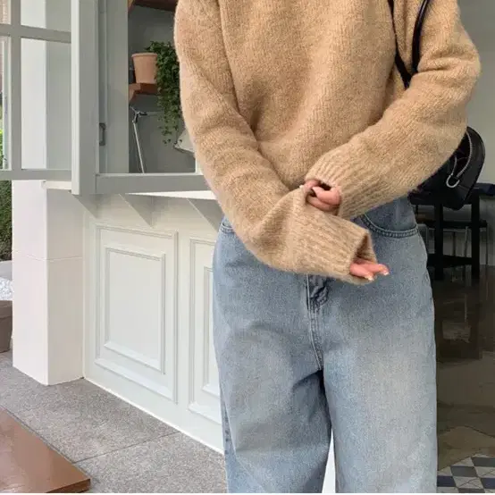 리넨느 mix round knit 베이지