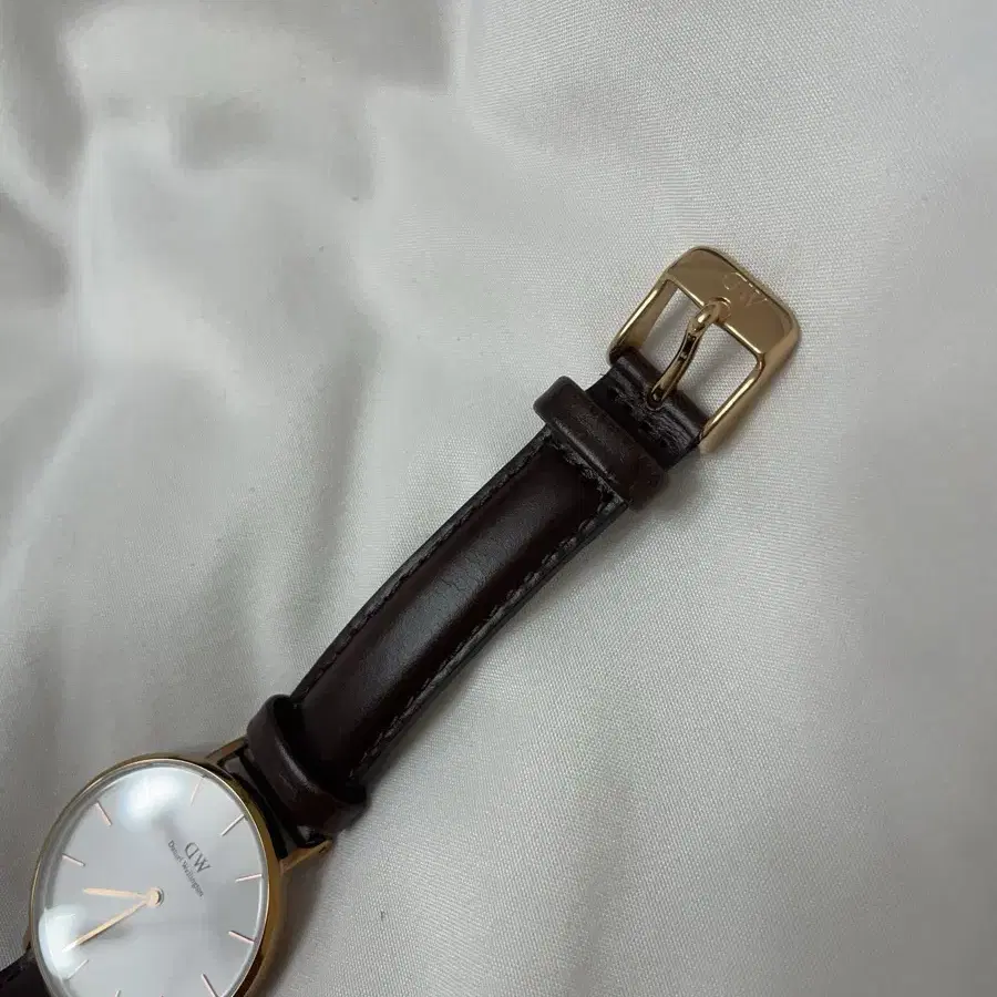 다니엘웰링턴 PETITE BRISTOL 브라운 레더 32mm