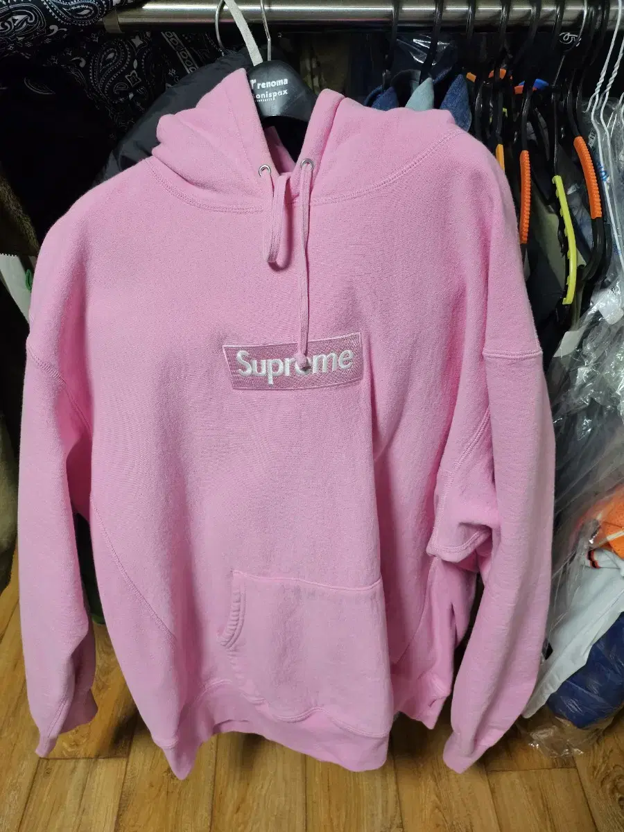 Supreme Box Logo Pink Hoodie XL for sale.