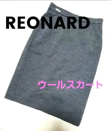 REONARD 레오나드 울 울 타이트 스커트 그레이 로고 L