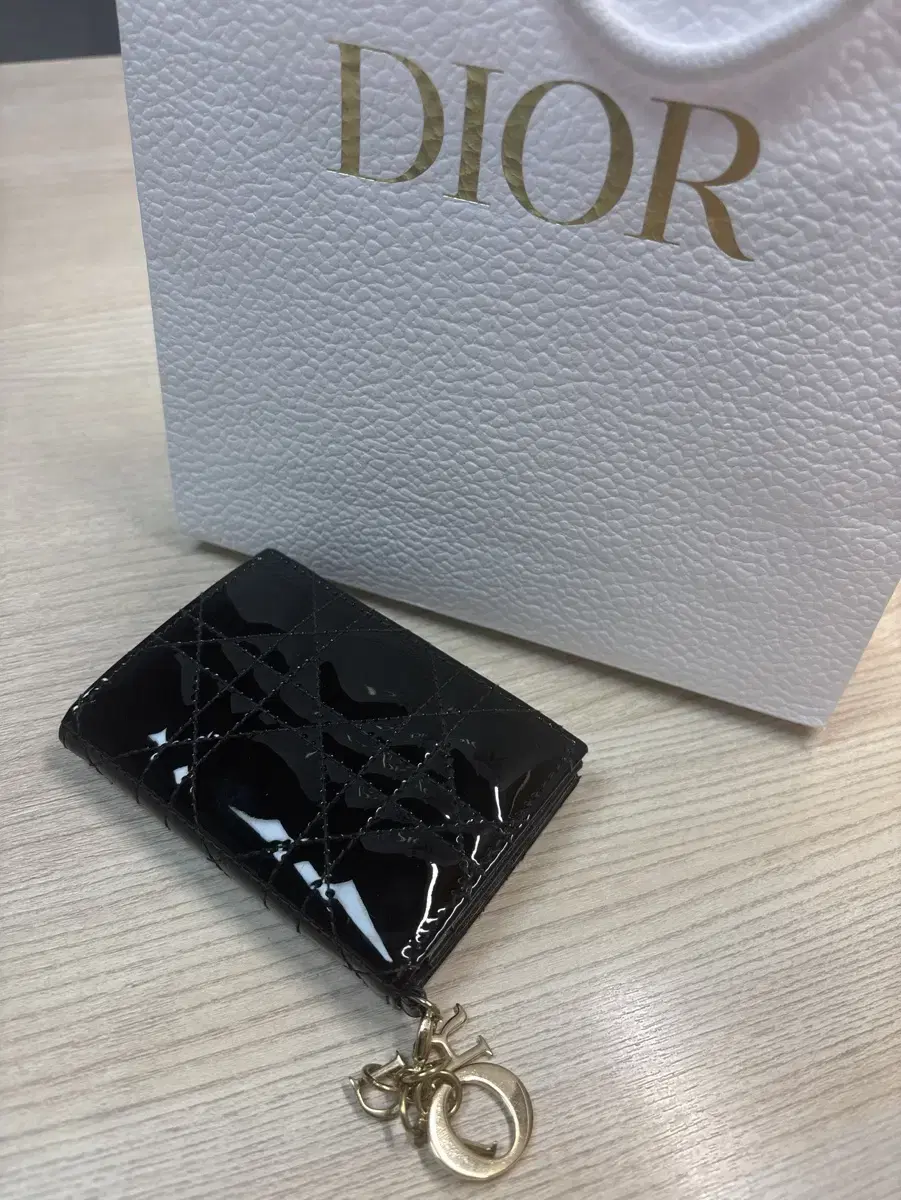 Lady Dior Flap Cardholder Black Fei