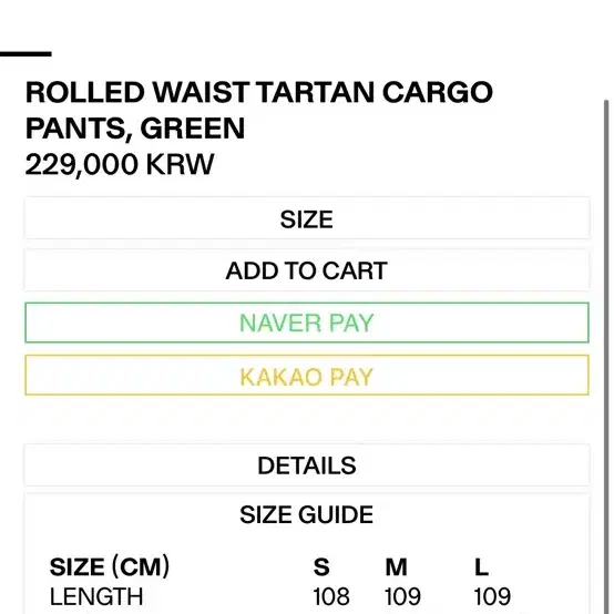 OPEN YY TARTAN CARGO PANTS, GREEN