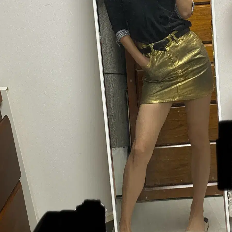 Moschino gold color coated mini skirts