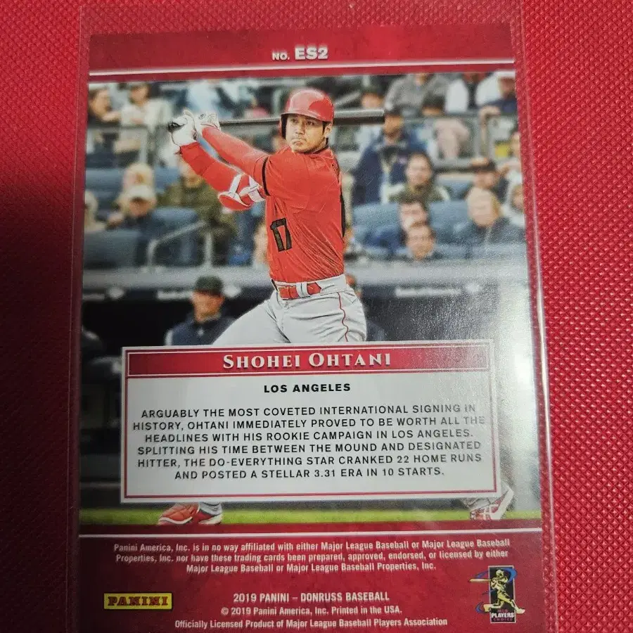 오타니 2019 Donruss Elite Vector 카드