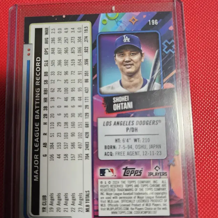 오타니 2024 Topps Chrome Cosmic 카드