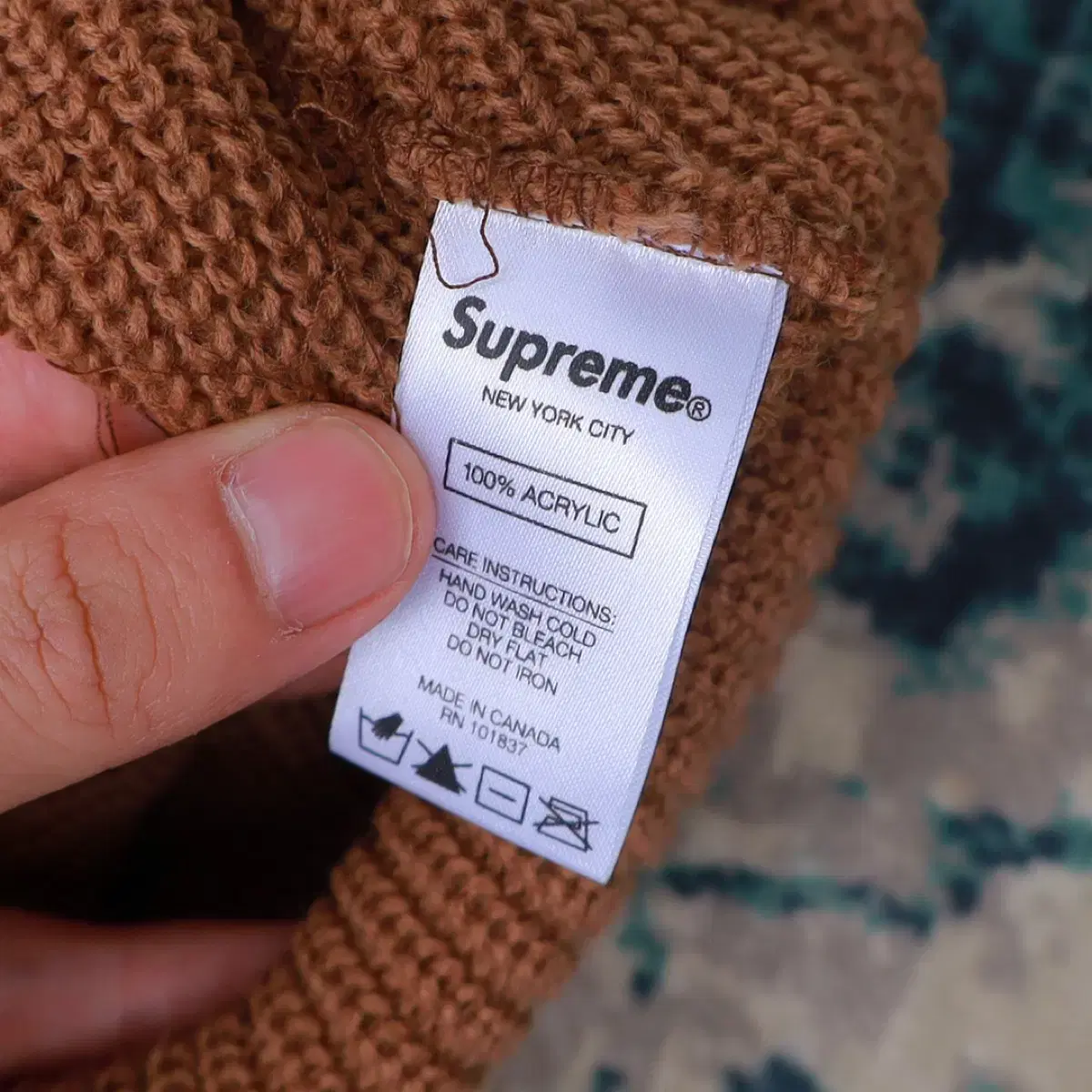 Supreme 슈프림 레터링 로고 비니 브라운