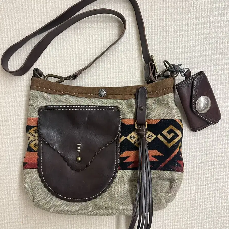 RRL HANDMADE NAVAJO PATTERN CROSS BAG