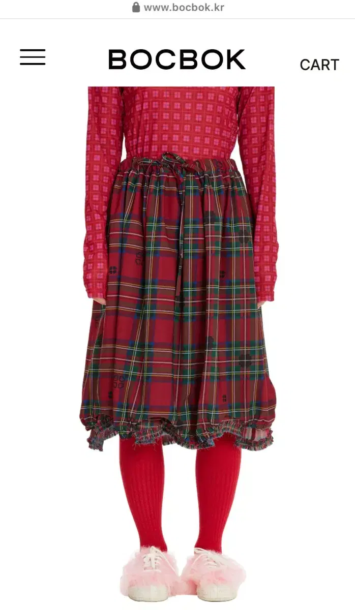 BOCBOK CHECK CHECK CLOVER SKIRT(RED)