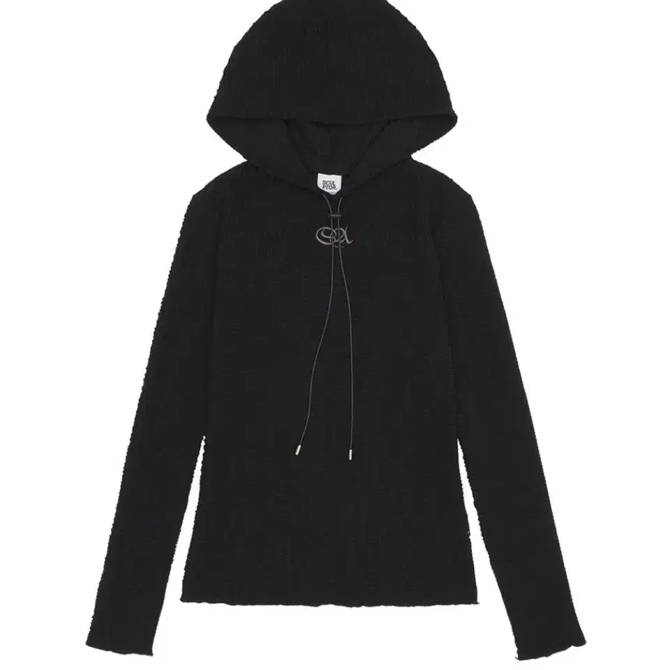 E-string Crinkle Hoodie Black