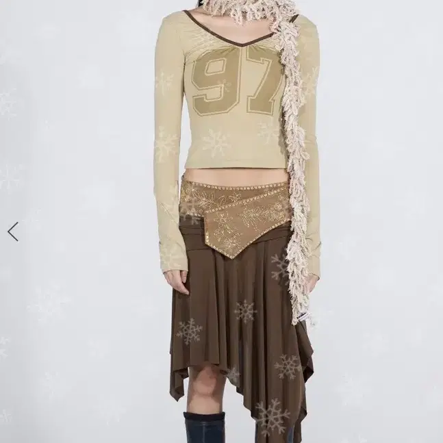 스컬프터 치마 Beaded Jersey Skirt Brown