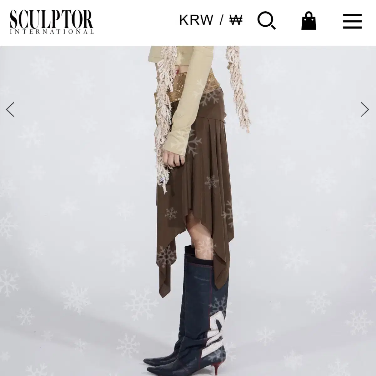 스컬프터 치마 Beaded Jersey Skirt Brown