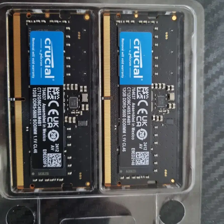 마이크론 ddr5 5600 24gb(12*2) 노트북용 램 팝니다