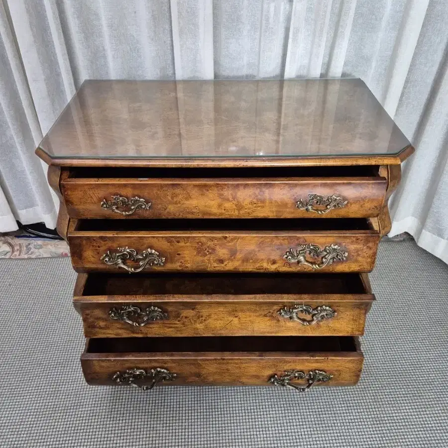 19thC Dutch style walnut chest of four