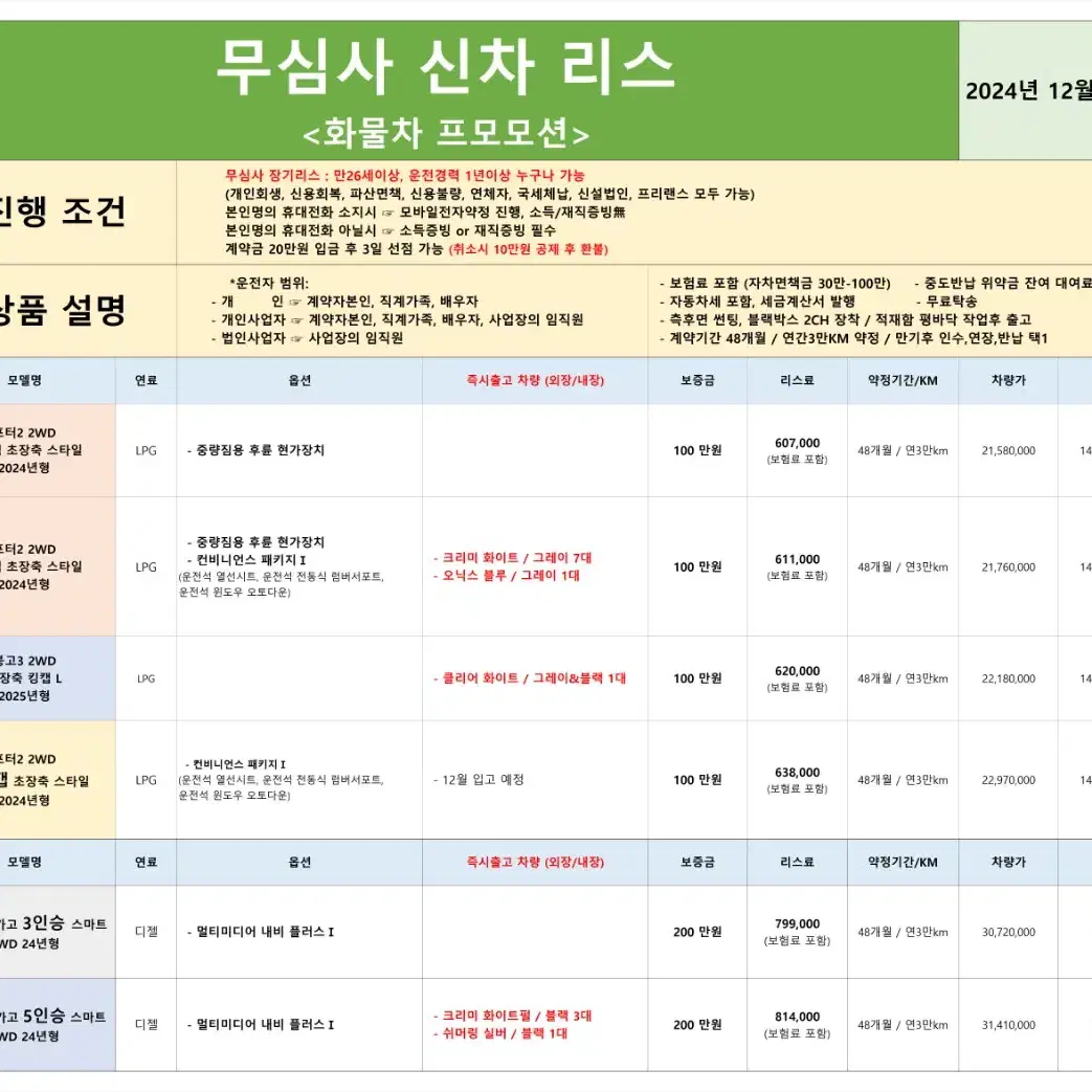 2024.12.17 장기렌트차량현황