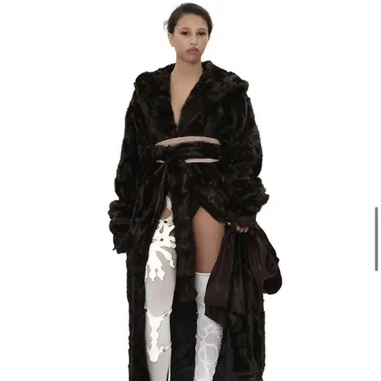 604서비스 faux fur classic robe coat