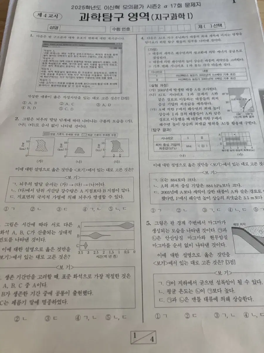 2025 이신혁 서바 지구과학1 실모 지1 시대컨