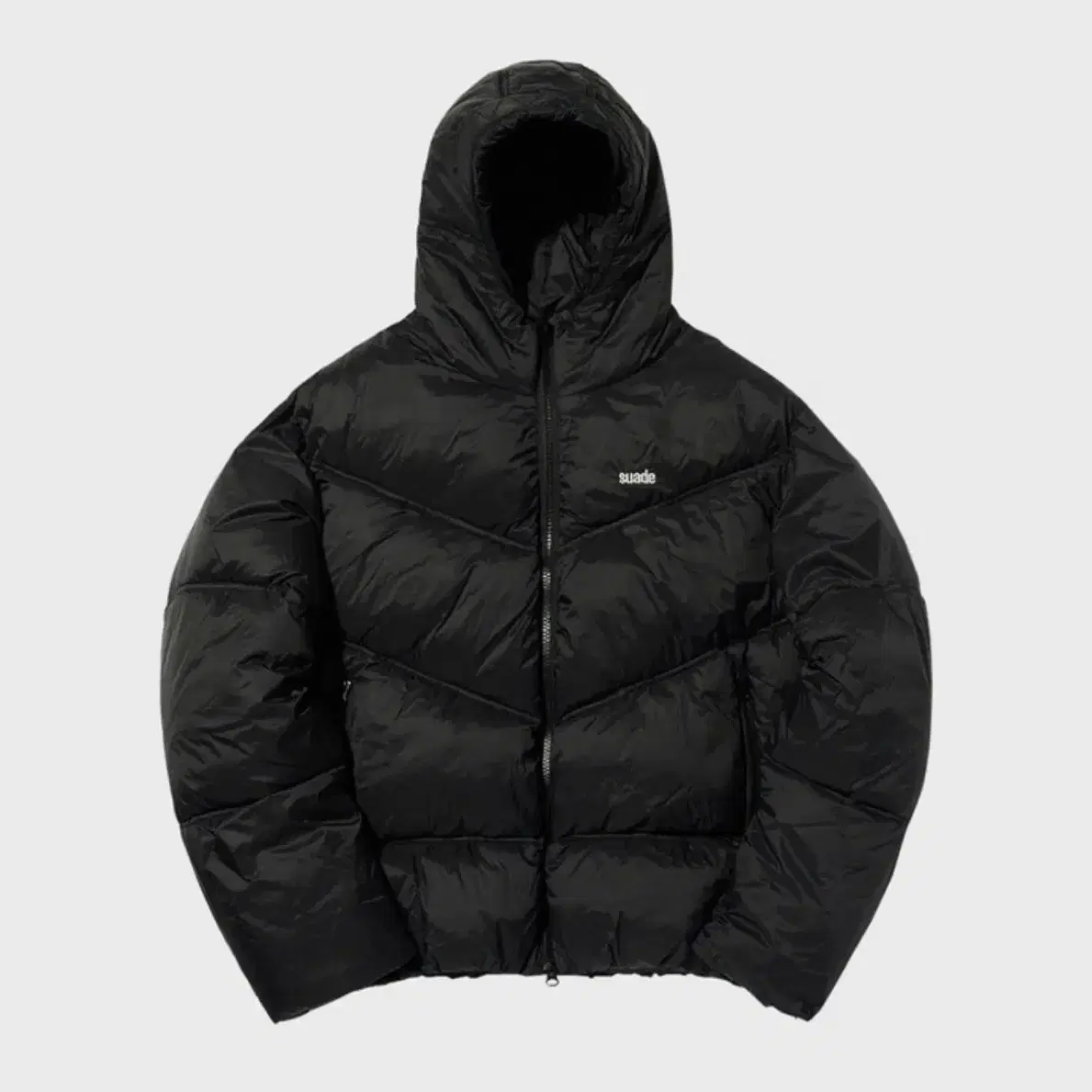 스웨이드 Hooded down jacket black M