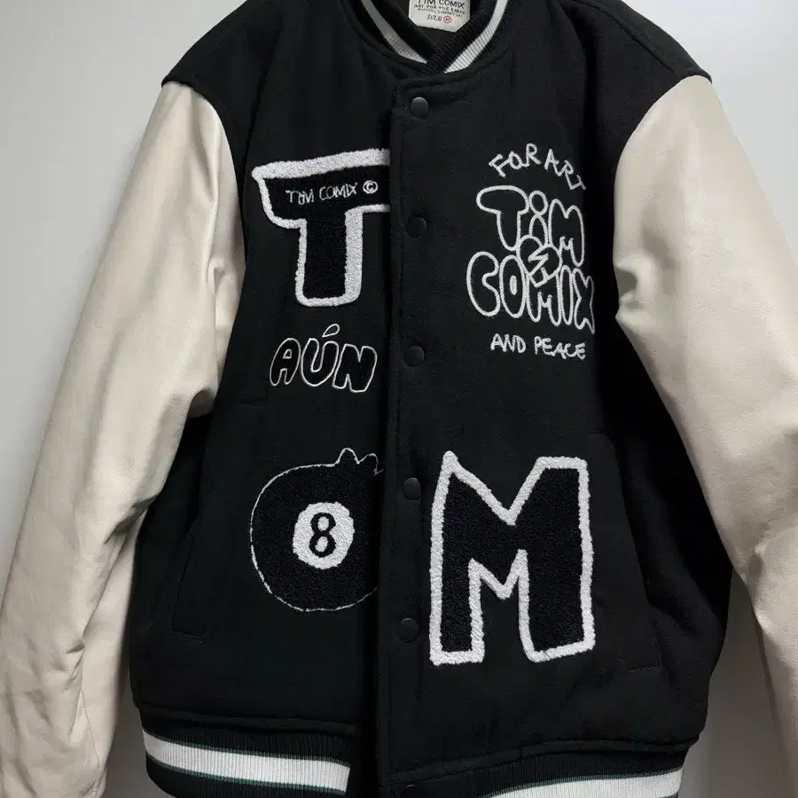 팀코믹스 8 BALL VARSITY JACKET BLACK 바시티 자켓