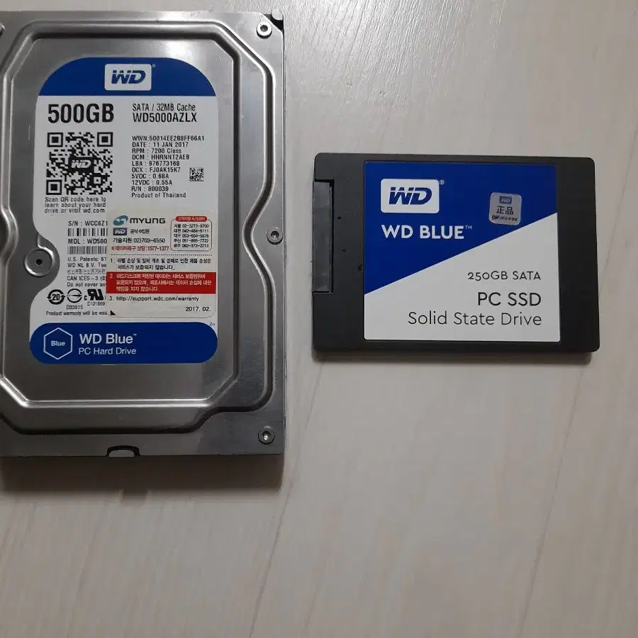 WD 500GB HDD.WD 블루 250GB SSD일괄