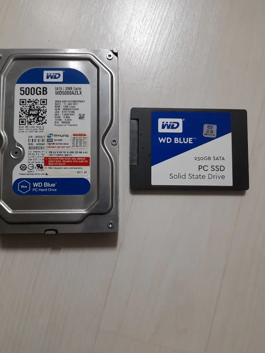 WD 500GB HDD.WD 블루 250GB SSD일괄