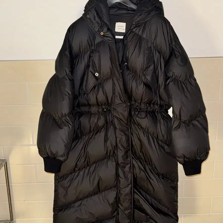 Hermes Black Puffer Coat 38