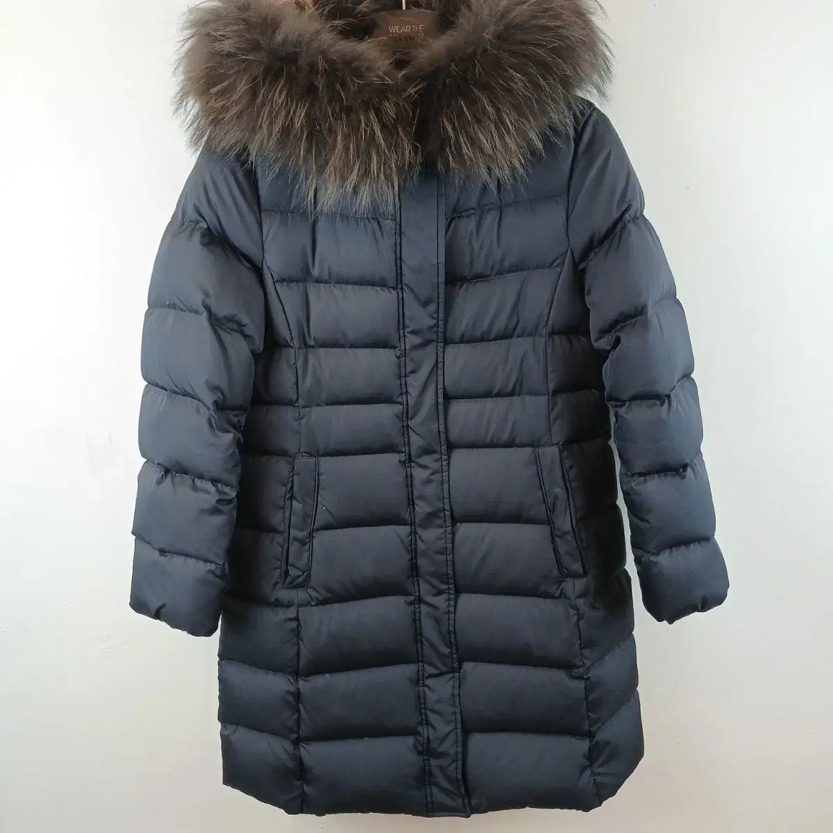 Roem Raccoon duck down hoodie heavyweight long puffer navy 95 M