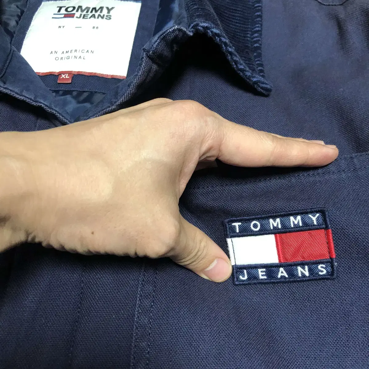 XL) 타미 힐피거 타미 진스 TOMMY 캔버스 워크 초어 자켓 네이비