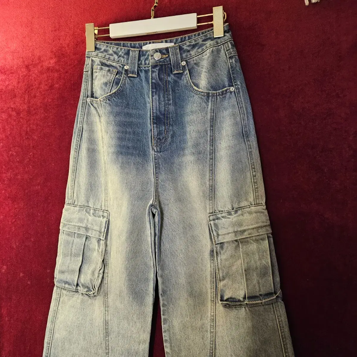 플렉진(PLACJEANS) 와이드 카고 데님팬츠