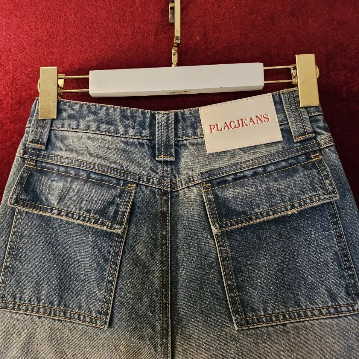 플렉진(PLACJEANS) 와이드 카고 데님팬츠