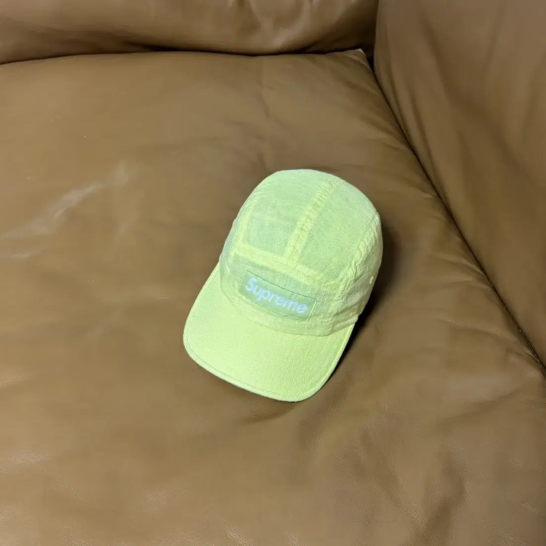 Supreme 슈프림 캠프캡 모자 (21ss Linen Lime)