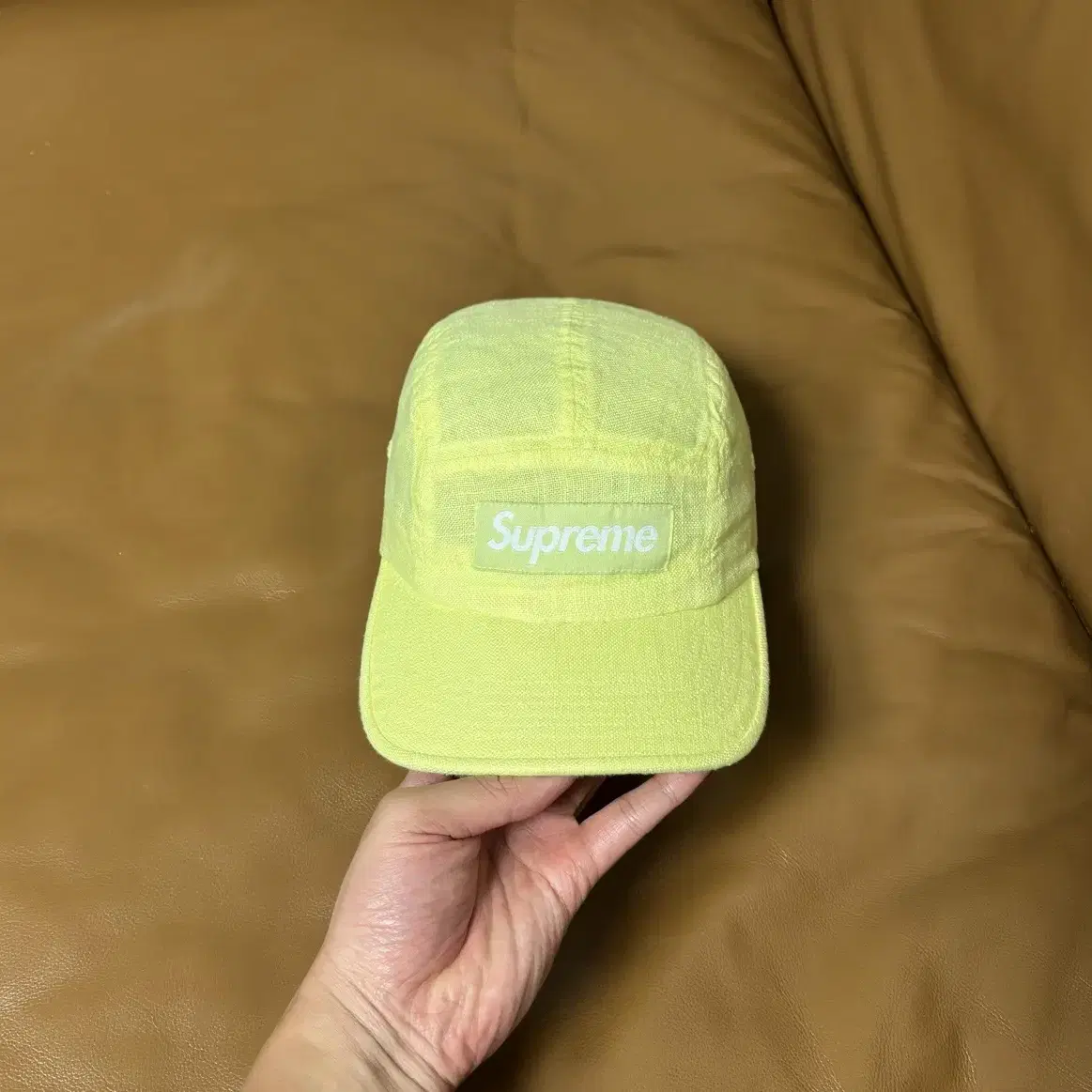 Supreme 슈프림 캠프캡 모자 (21ss Linen Lime)