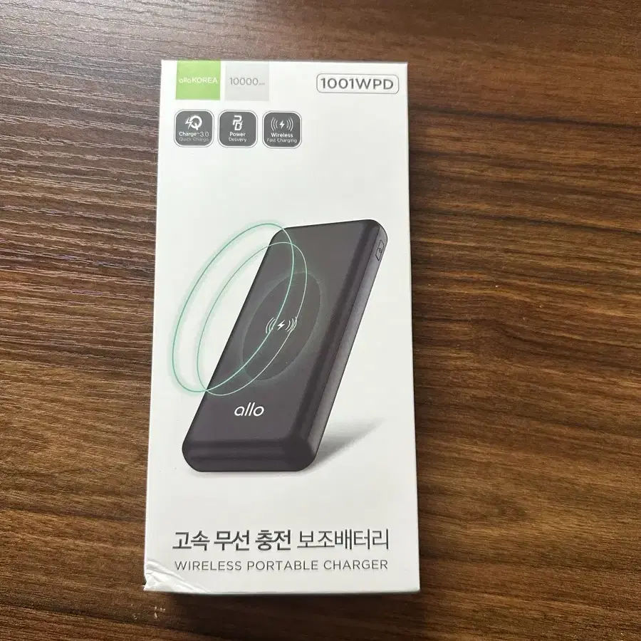 (새상품)알로코리아 고속무선충전 보조배터리 10000mAh 1001WPD