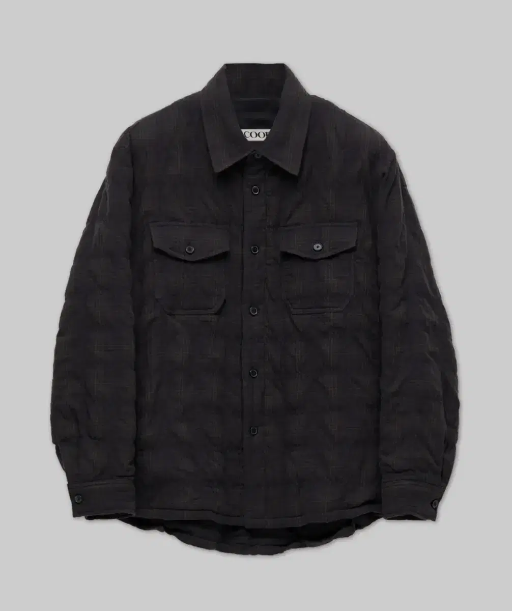 [L] Coor Wrinkle Check Padded Outer Shirt in Cinder Charcoal