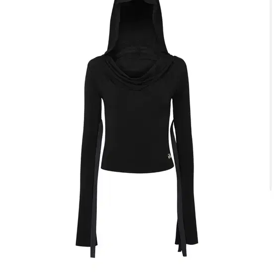 (새상품)Leey HOODIE RIBBON DRAPE TOP BLACK