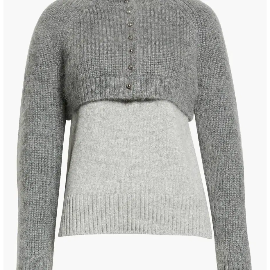 Sacai layerd ribbed wool sweater 사카이모헤어울